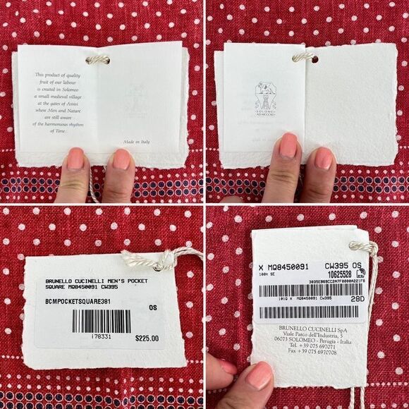 NWT Brunello Cucinelli Men’s Double-Face Silk Pocket Square - Polka Dot & Hounds - Picture 6 of 8